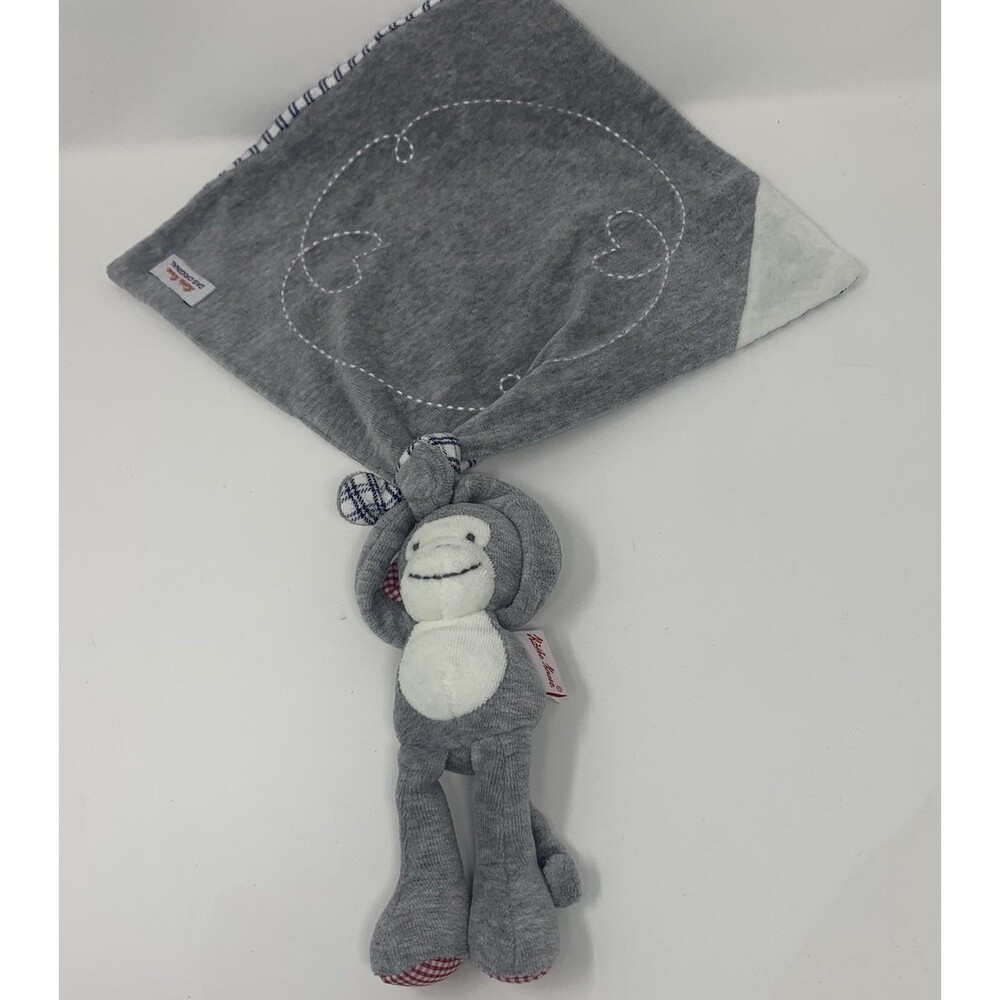 Kathe Kruse DAS Original Baby Gray Lovey Security Blanket Knotted Monkey Plush